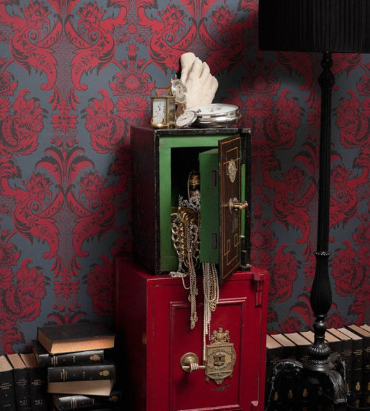 Wyndham Wallpaper - Metallic Gold & Charcoal on Chalk - 94/3014 - Cole & Son - Premier Wallcovering