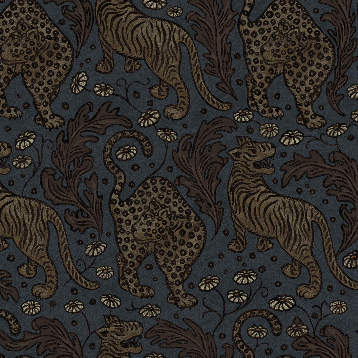 Year Of The Tiger Wallpaper - Midnight - Rebel Walls - R19212 - Premier Wallcovering