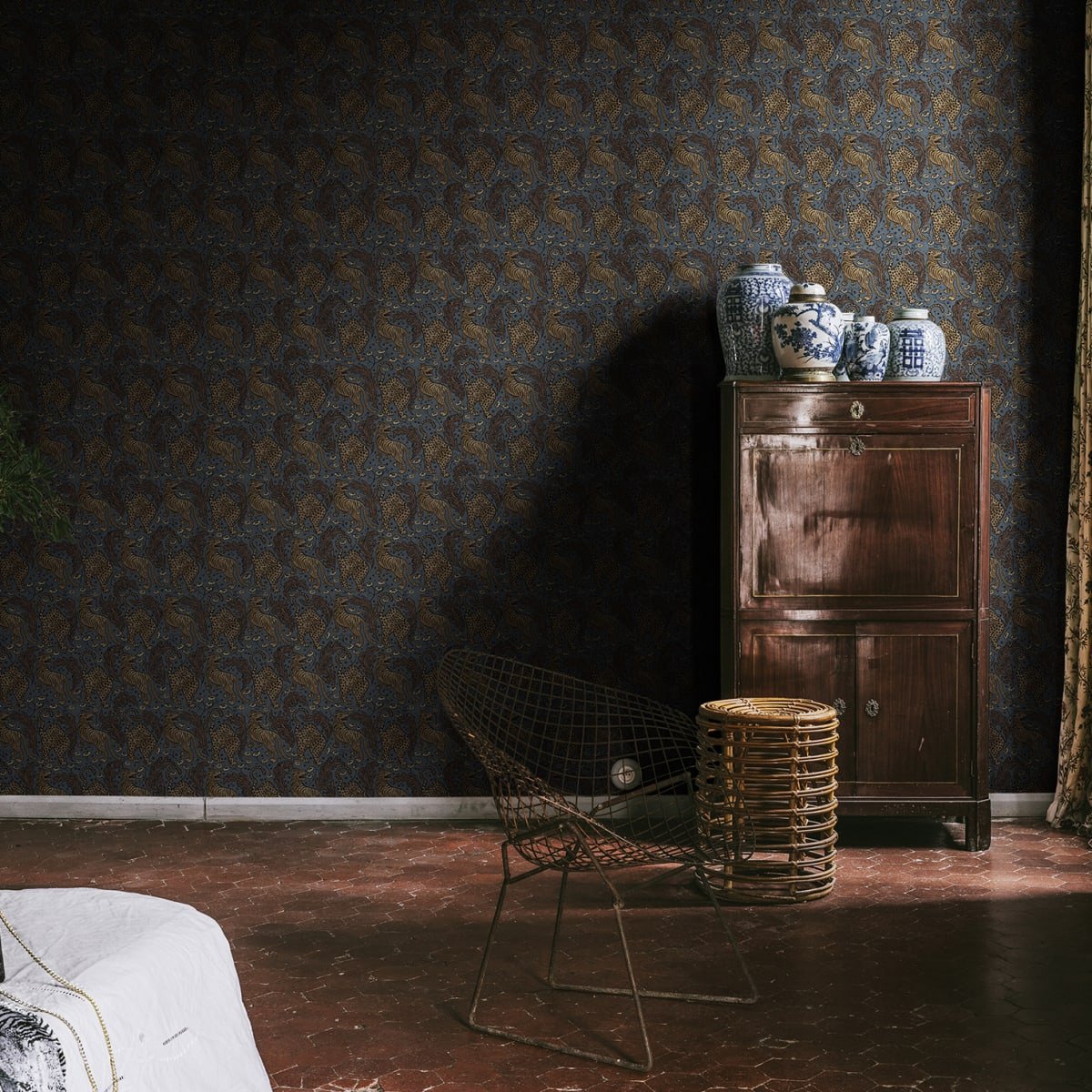 Year Of The Tiger Wallpaper - Midnight - Rebel Walls - R19212 - Premier Wallcovering