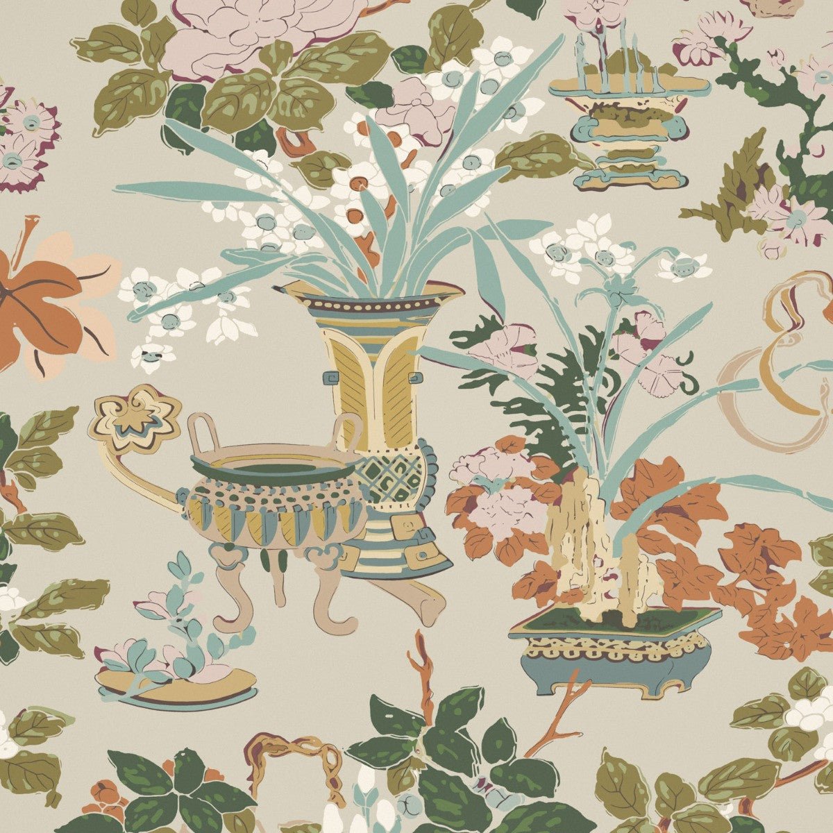Yentai Wallpaper - Stone - Warner House - Premier Wallcovering