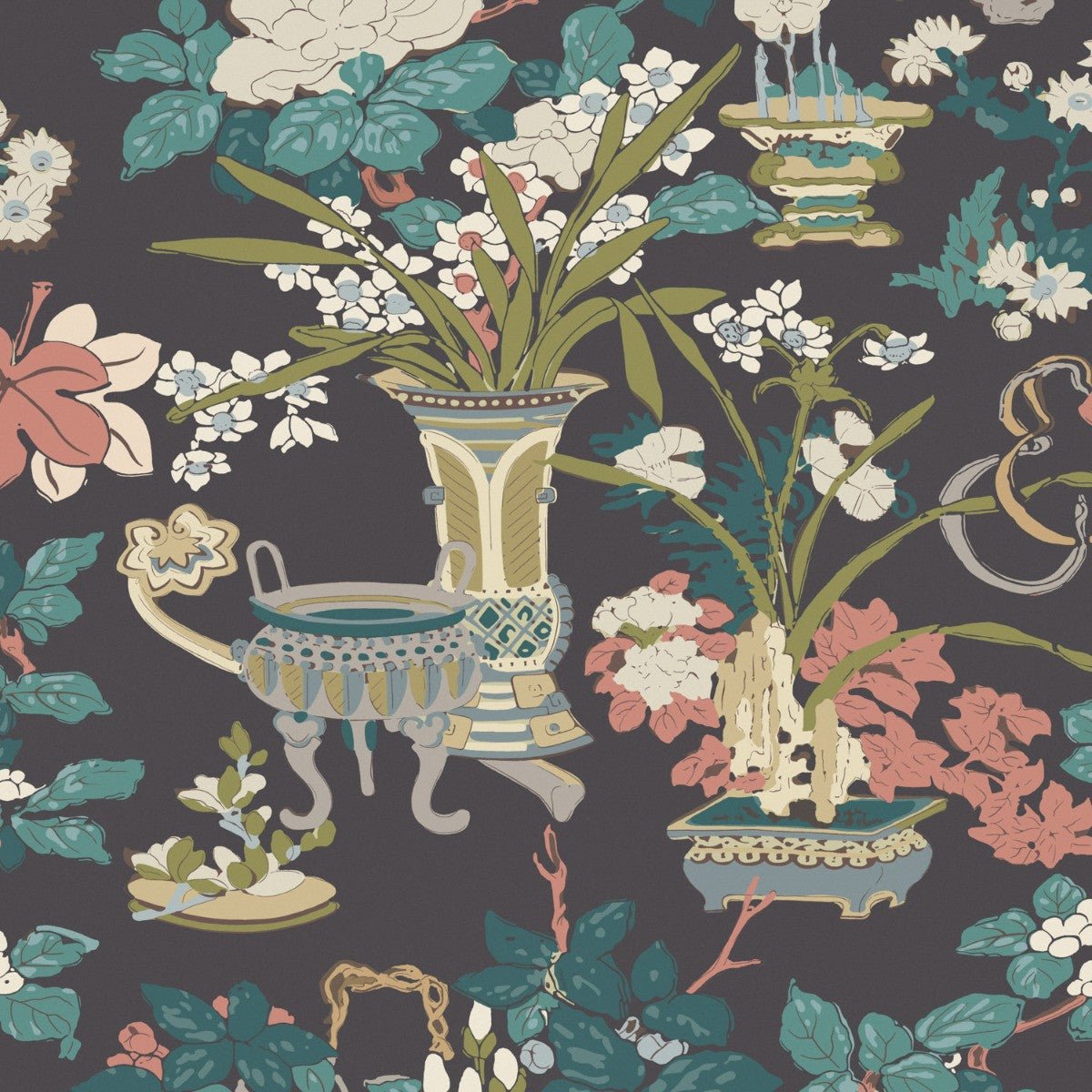 Yentai Wallpaper - Noir - Warner House - Premier Wallcovering