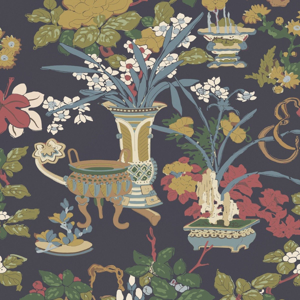 Yentai Wallpaper - Navy - Warner House - Premier Wallcovering