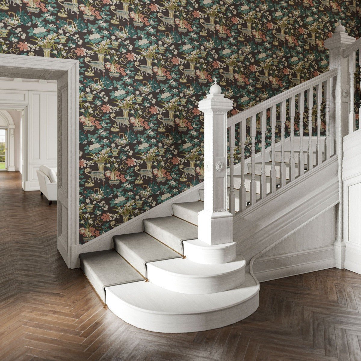 Yentai Wallpaper - Noir - Warner House - Premier Wallcovering