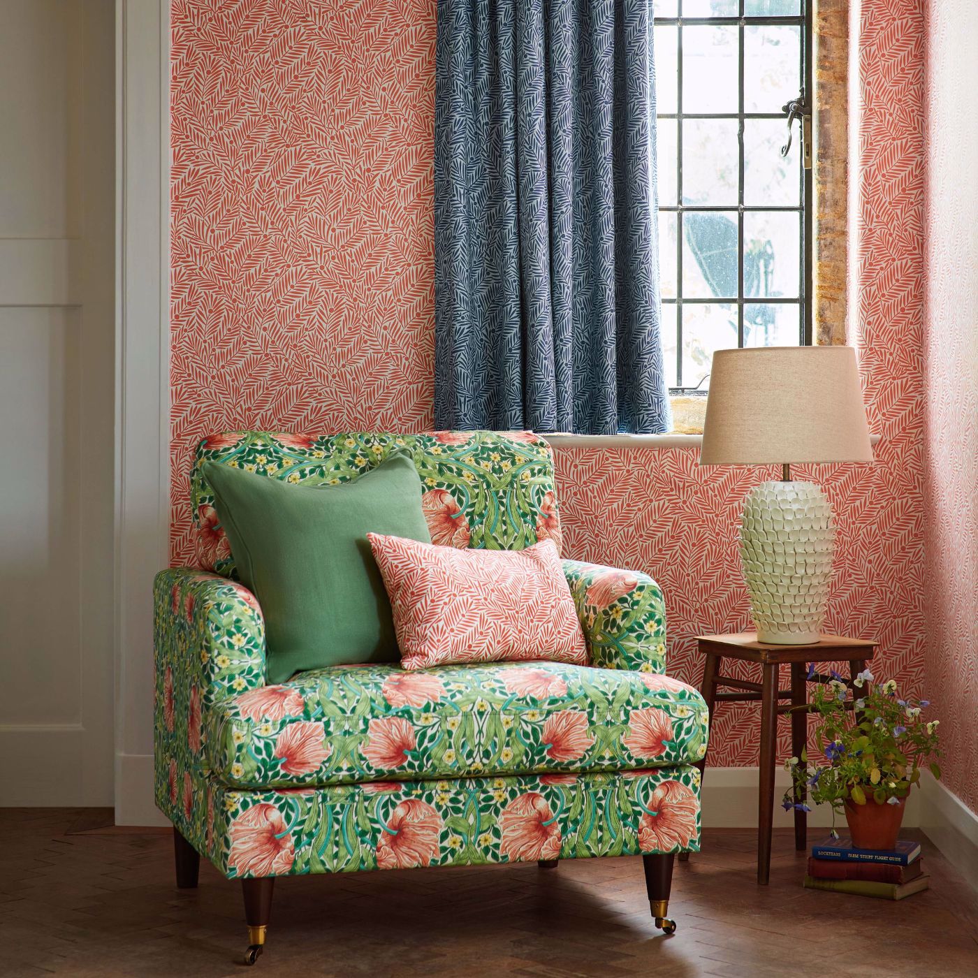 Yew & Aril Wallpaper - Watermelon - 217348 - Morris & Co - Premier Wallcovering