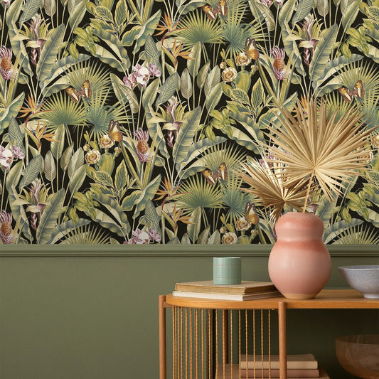 Zanzibar Vasari Wallpaper - Black - Rasch - 400006 - Premier Wallcovering