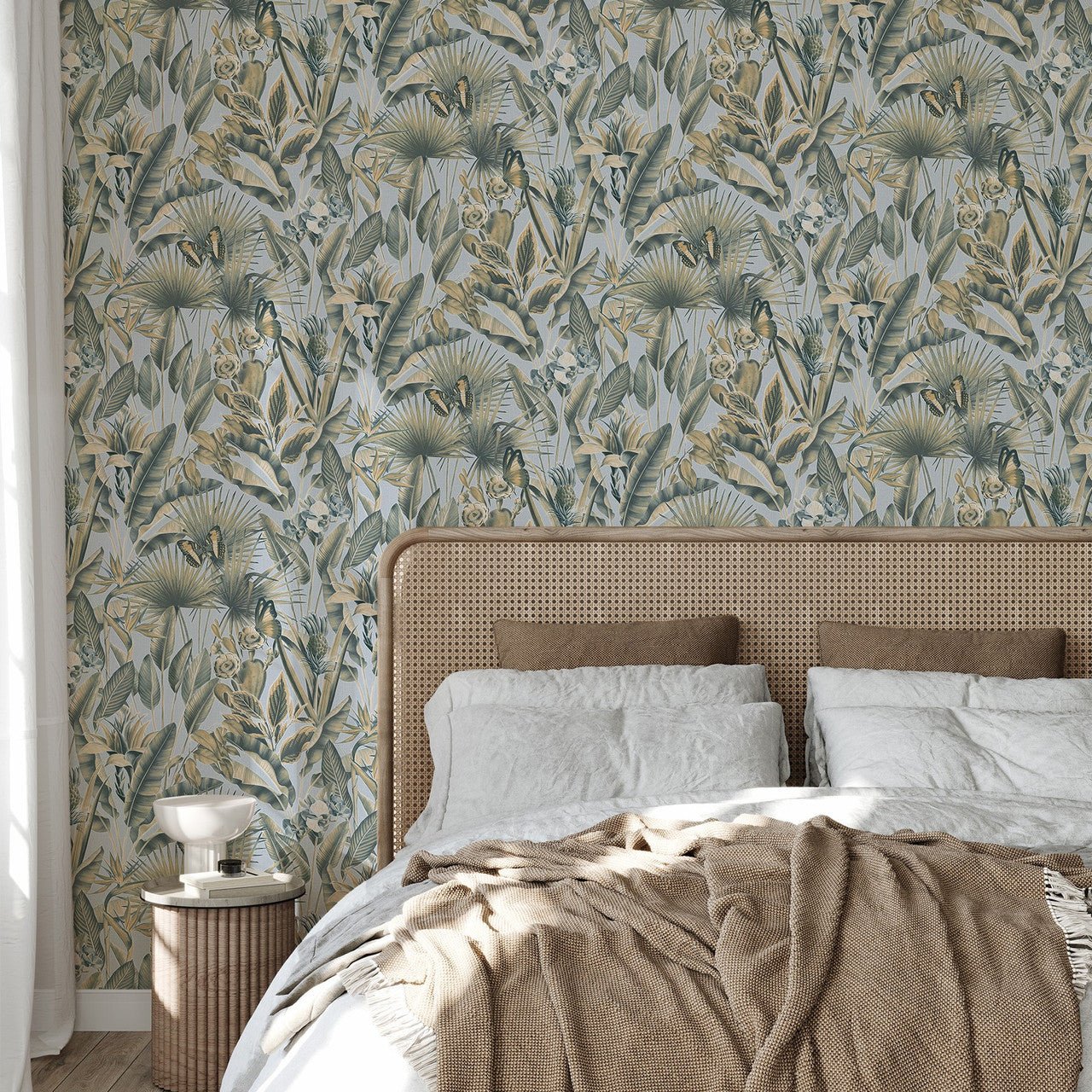 Zanzibar Vasari Wallpaper - Chalky Blue - Rasch - 400013 - Premier Wallcovering