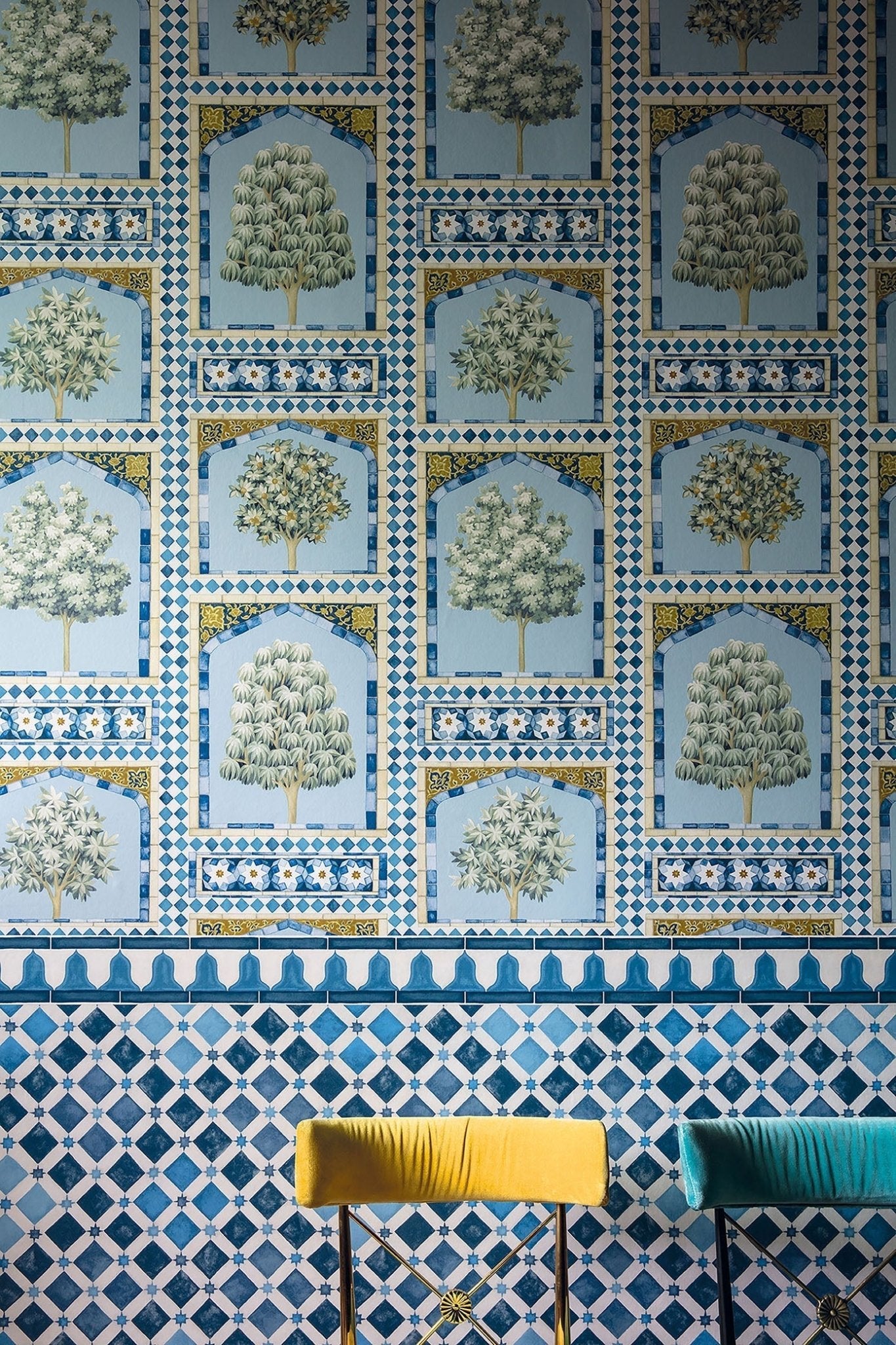 Zellige Border Wallpaper - China Blue & White - 113/12036 - Cole & Son - Premier Wallcovering