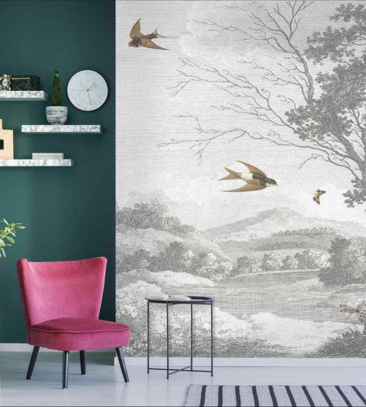 Zephyr Wallpaper - Mural - Grey - Woodchip & Magnolia - WM - 021 - 01RM - Premier Wallcovering