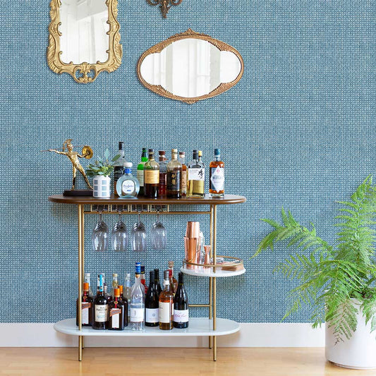 Zia Wallpaper - Blue - A Street Prints - FD26442 - Premier Wallcovering