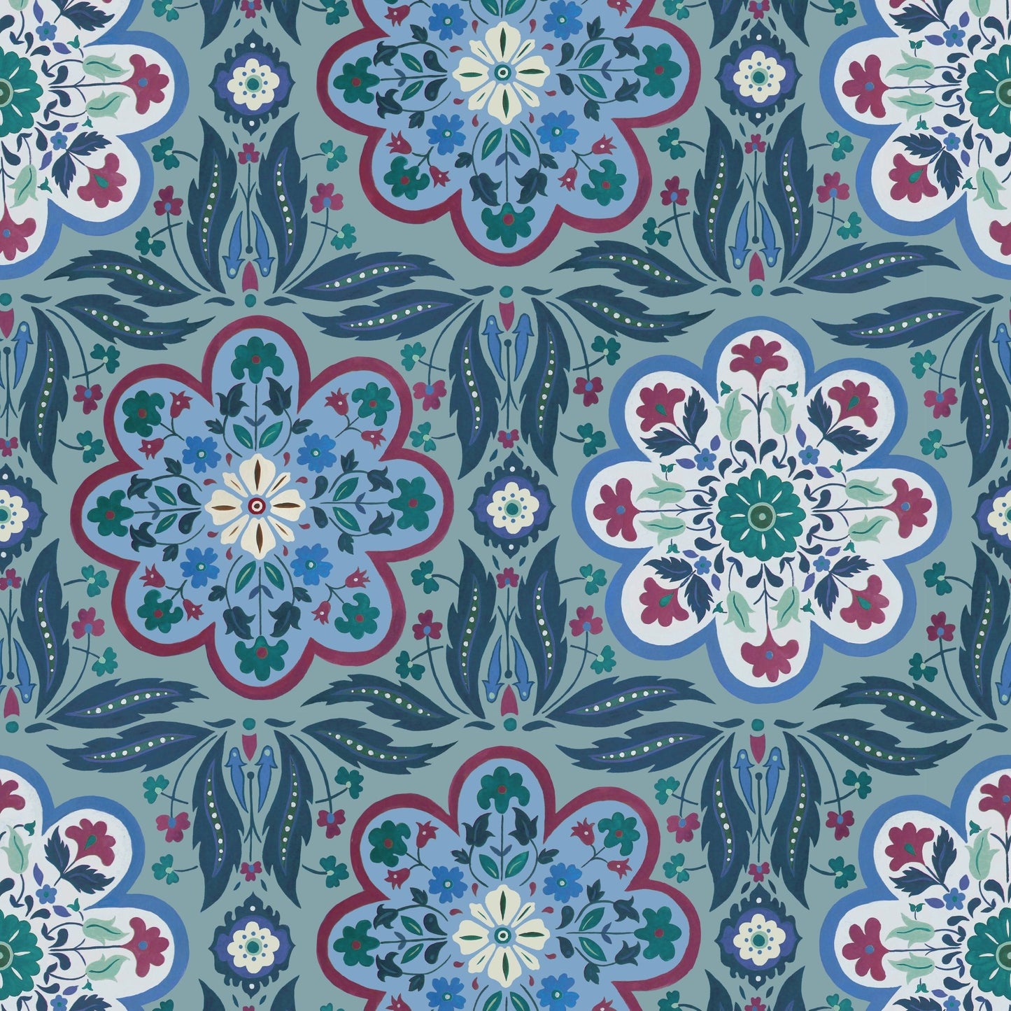 Zouak Wallpaper - Moroccan-Blue - Wear The Walls - ZOMB8076U52 - Premier Wallcovering