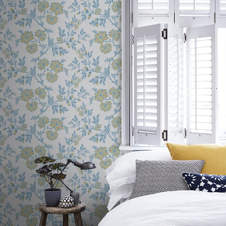 0247STLOCHZ - Stitch Wallpaper - Blue - Little Greene