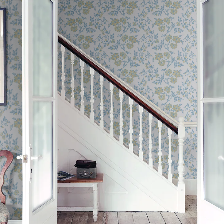 0247STLOCHZ - Stitch Wallpaper - Blue - Little Greene