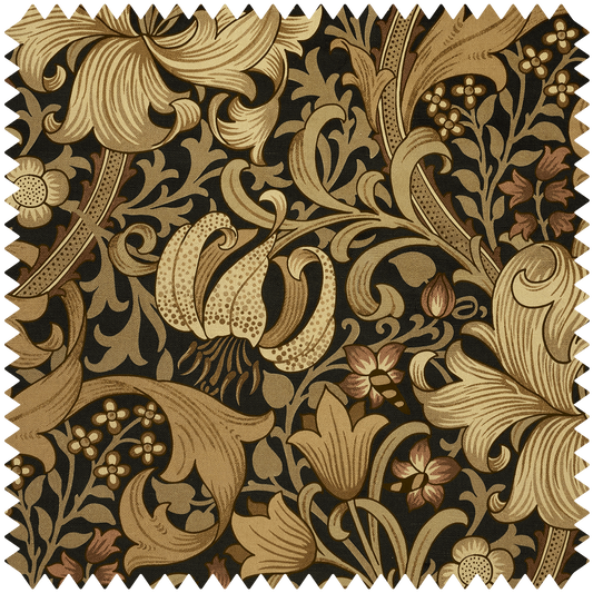 1-FA-GLM-VE-BLK-XXX-XXX - Golden Lily Magna Velvet Fabric - Black - House of Hackney