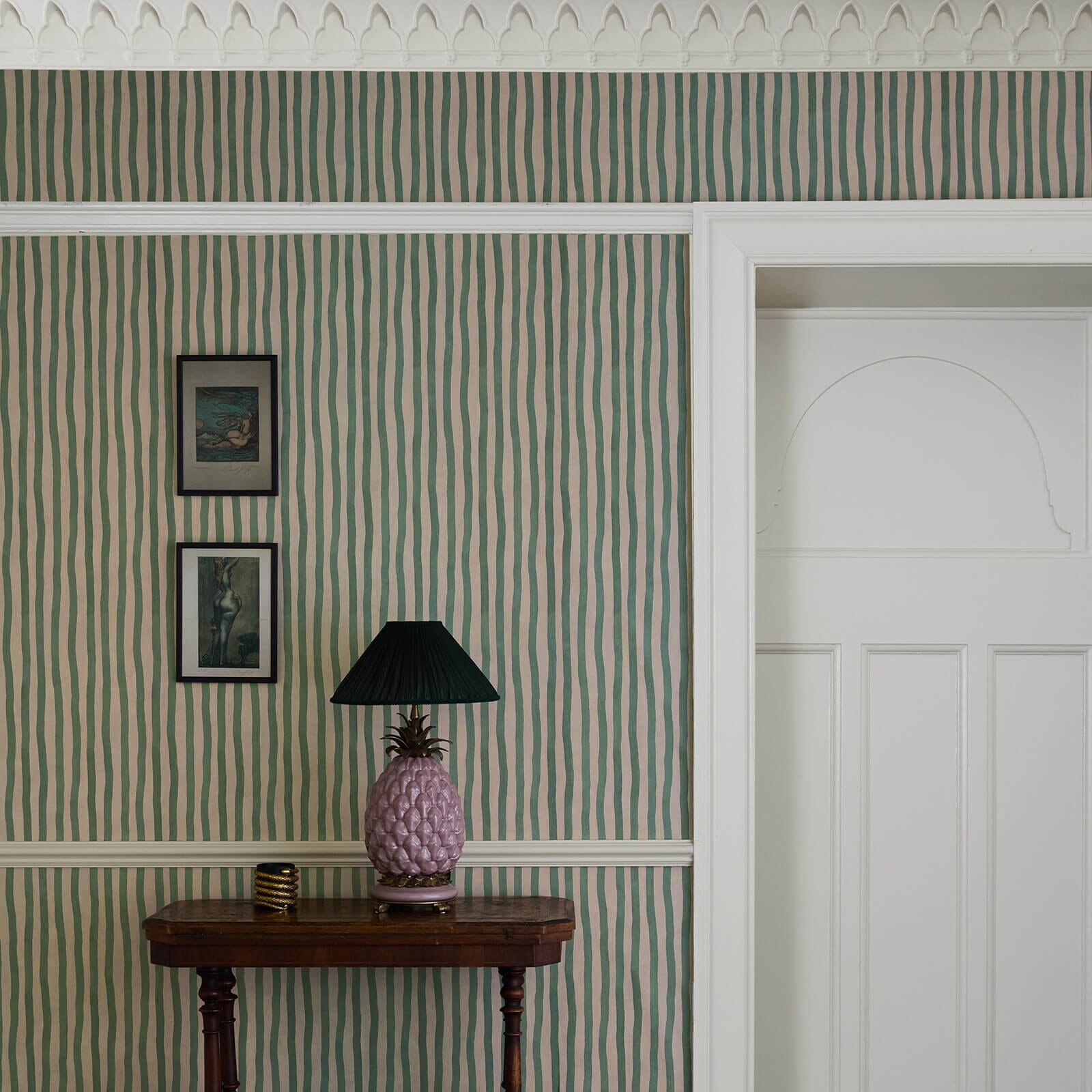1-WA-ATS-DI-EUA-XXX - Artist's Stripe Wallpaper - Euphorbia & Alabaster - House of Hackney