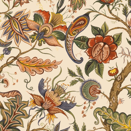 1-WA-DAM-DI-CRM-XXX - Damas Wallpaper - Off-White / Green - House of Hackney