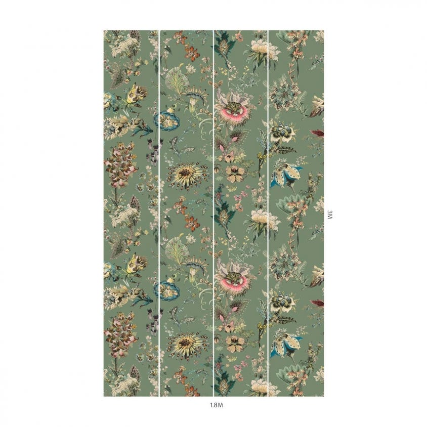 1-WA-FLF-DI-VER-XXX - Flora Fantasia Wallpaper - Verdigris - House of Hackney