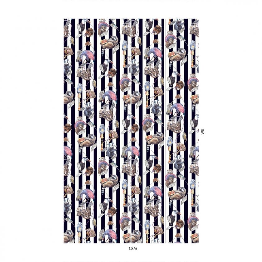 1-WA-HAC-DI-MID-STR - Hackney Empire Stripe Wallpaper - Midnight - House of Hackney