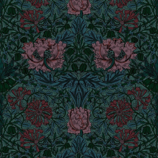 1-WA-HON-DI-PET-XXX - Honeysuckle Wallpaper - Petrol - House of Hackney
