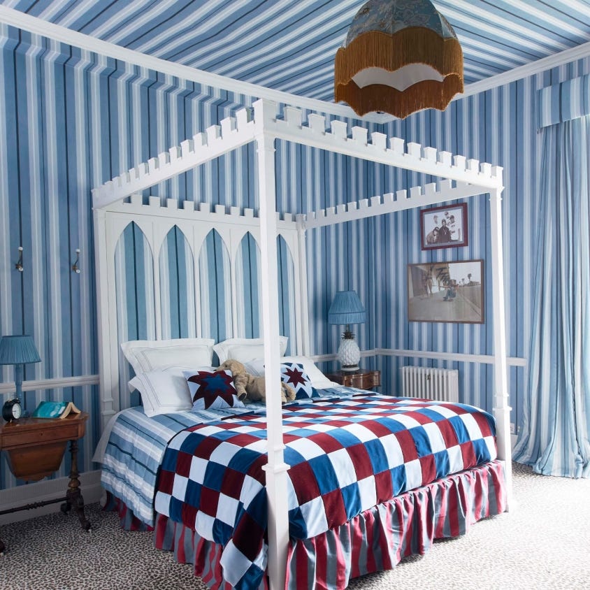 1-WA-LAS-DI-SKY-XXX - Lauriston Stripe Wallpaper - Sky - House of Hackney