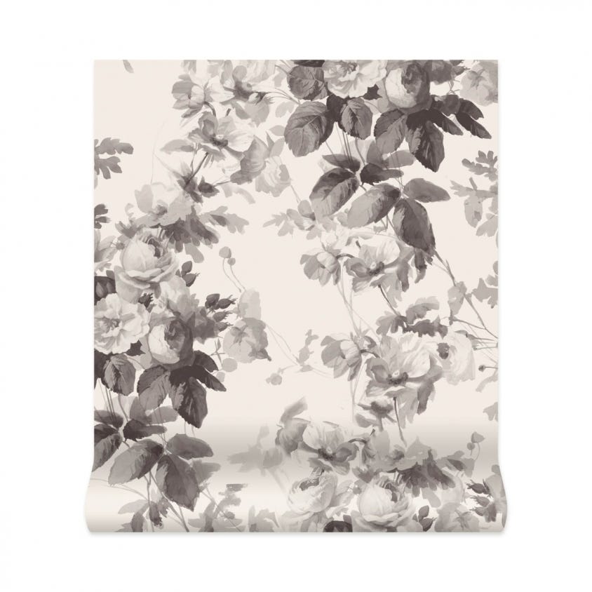 1-WA-LON-TR-GRY-XXX-001 - London Rose Wallpaper - Smoke Grey - House of Hackney