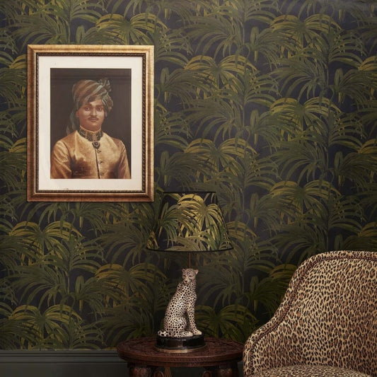 1-WA-PAL-DI-M&G-XXX - Palmeral Wallpaper - Midnight / Green - House of Hackney