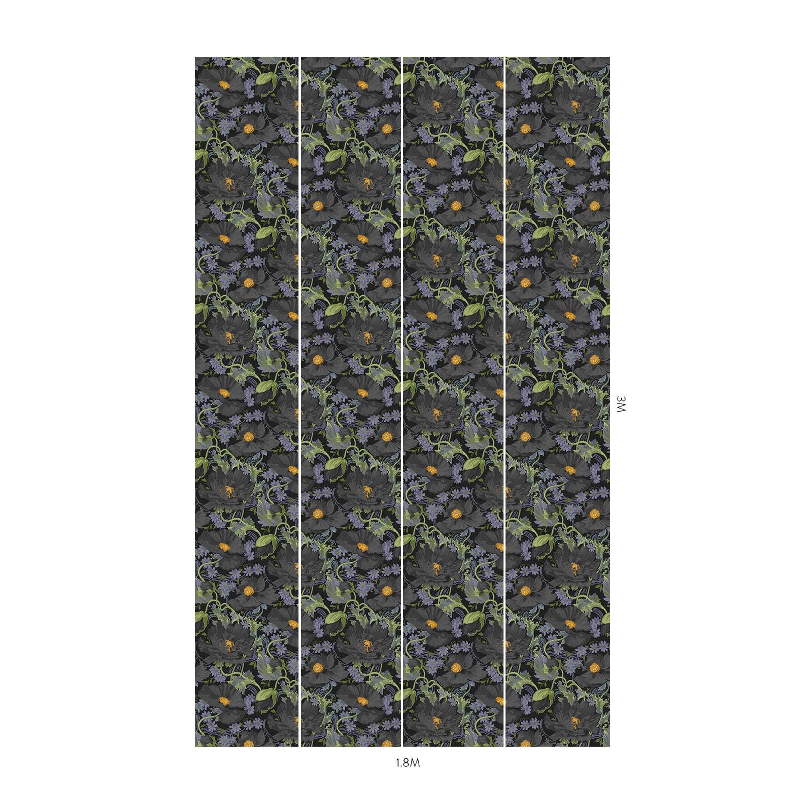 1-WA-PAV-DI-NOI-XXX - Papavera Wallpaper - Noir - House of Hackney