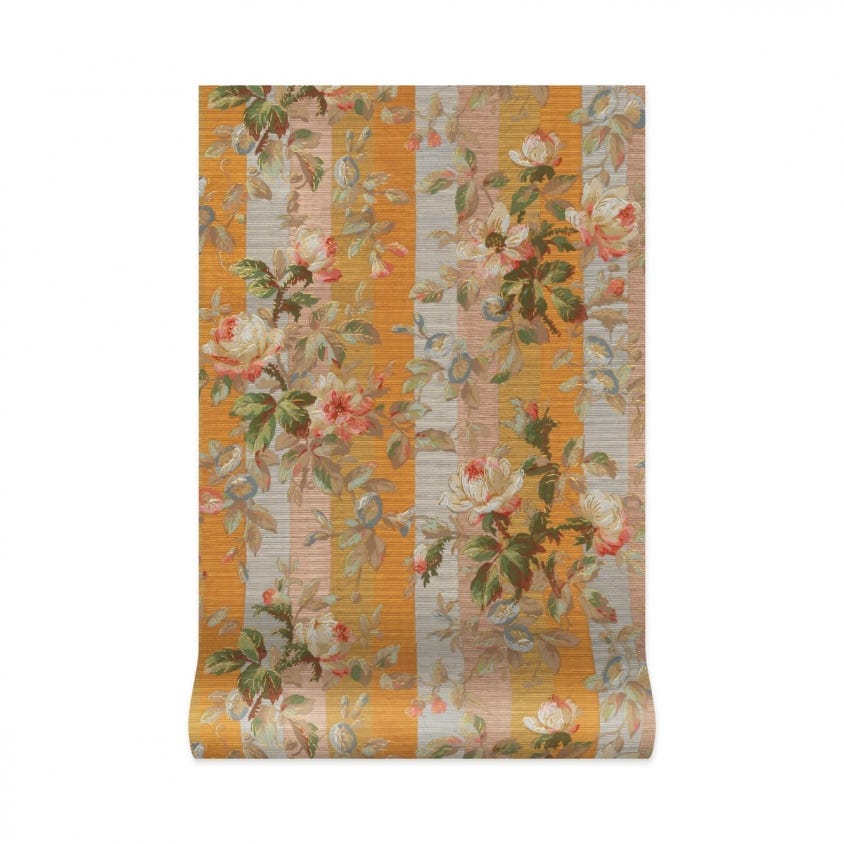 1-WA-RAI-DI-DUS-XXX - Rainbow Rose Stripe Wallpaper - Dusk - House of Hackney