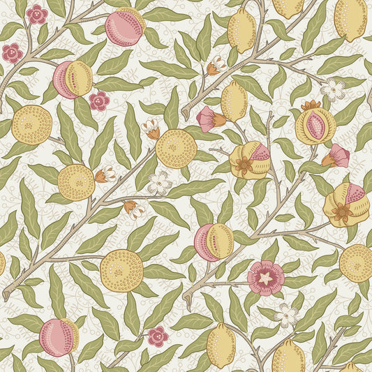 1001 - Fruit Wallpaper - Alabaster Cream - Morris Collections