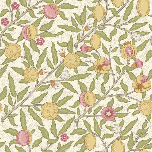 1002 - Fruit Wallpaper - Beige Cream - Morris Collections