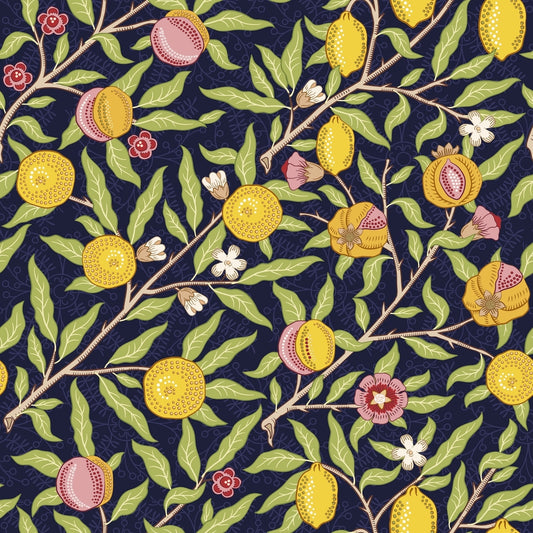 1009 - Fruit Wallpaper - Midnight Deep Blue - Morris Collections