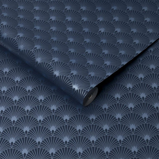 101366 - Ecailles Gatsby Wallpaper - Blue Mica - Superfresco Easy