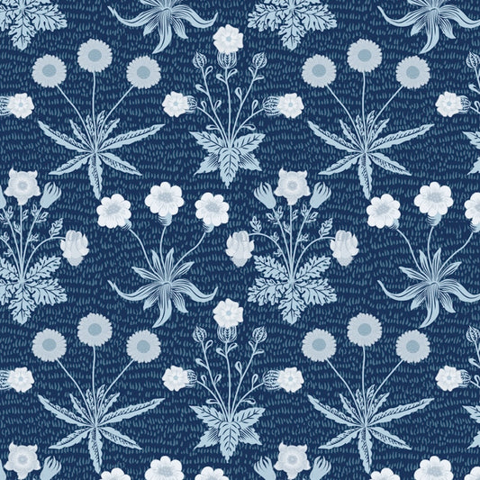 1016 - Daisy Wallpaper - Prussian Blue - Morris Collections