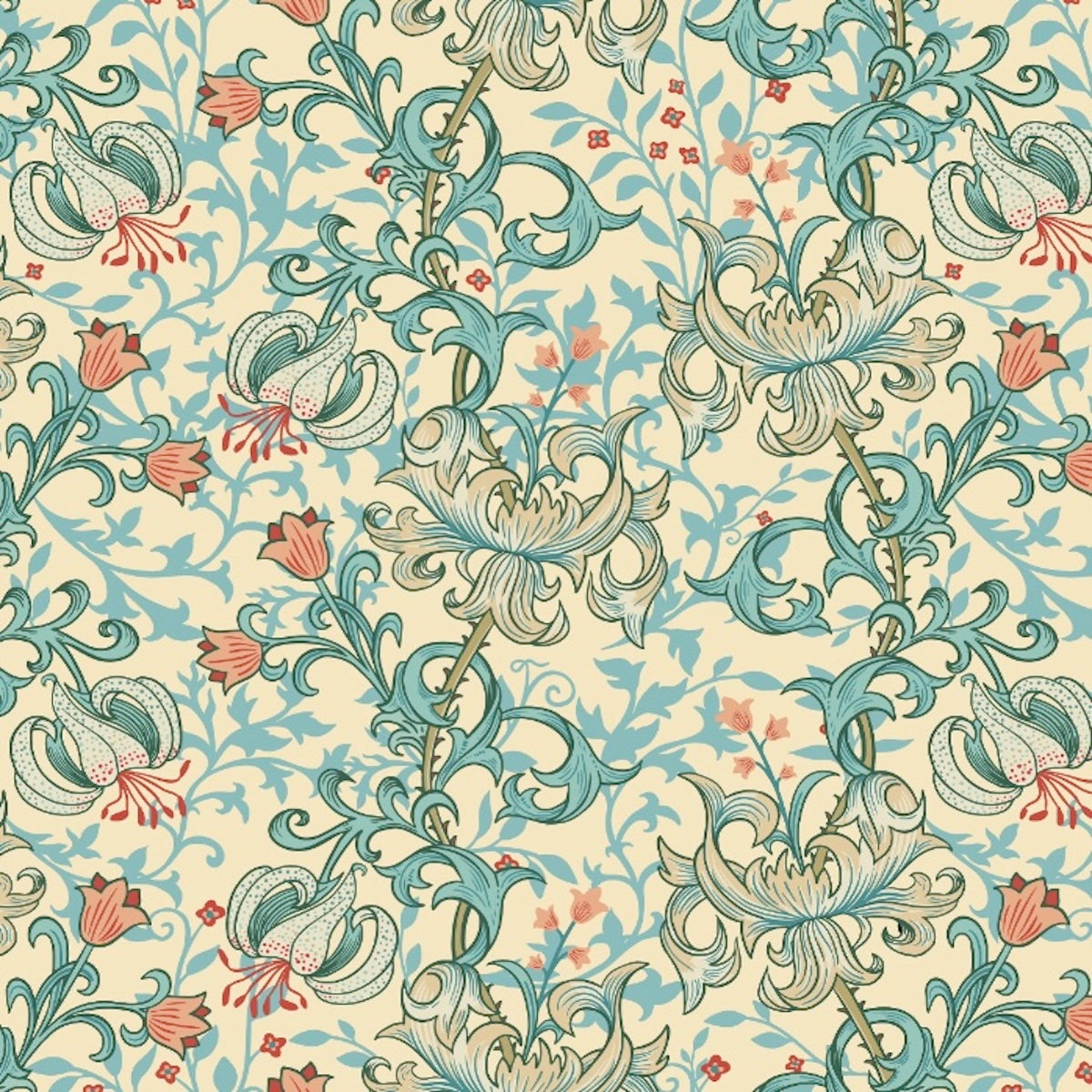 1019 - Golden Lily Wallpaper - Pale Gold - Morris Collections