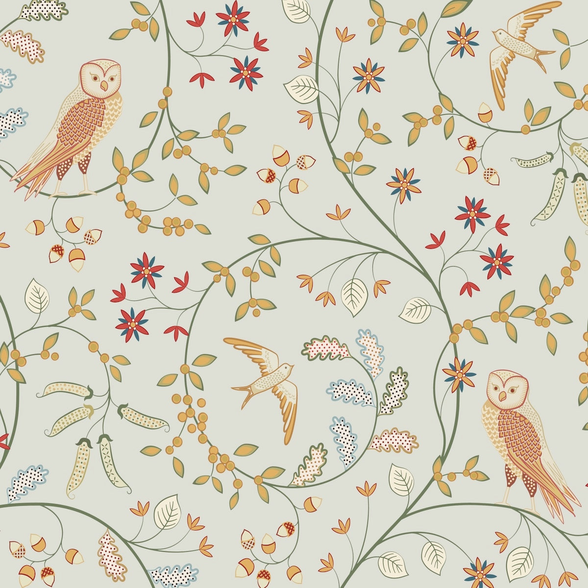1031 - Newill Wallpaper - Grey Blue - Morris Collections