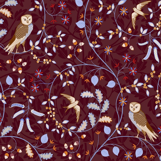 1033-1 - Newill Wallpaper - Aubergine - Morris Collections