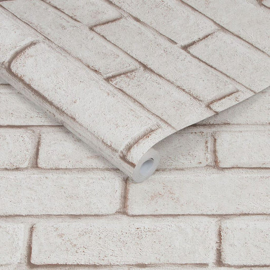 103453 - Brick Wallpaper - White & Red - Superfresco Easy