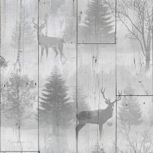 104046 - Highland Plank Wallpaper - Grey - Superfresco Easy
