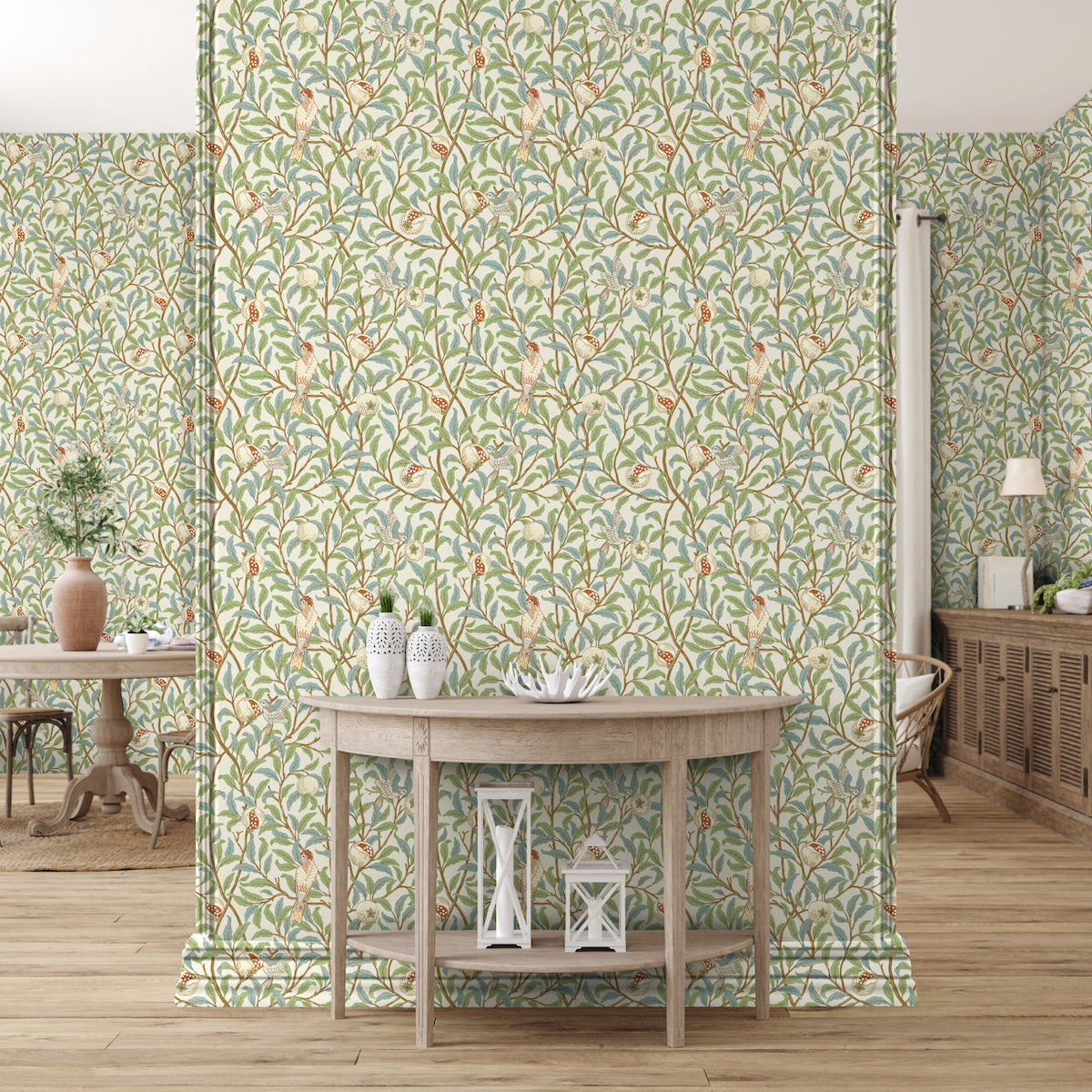 1040 - Bird & Pomegrante Wallpaper - Lace - Morris Collections