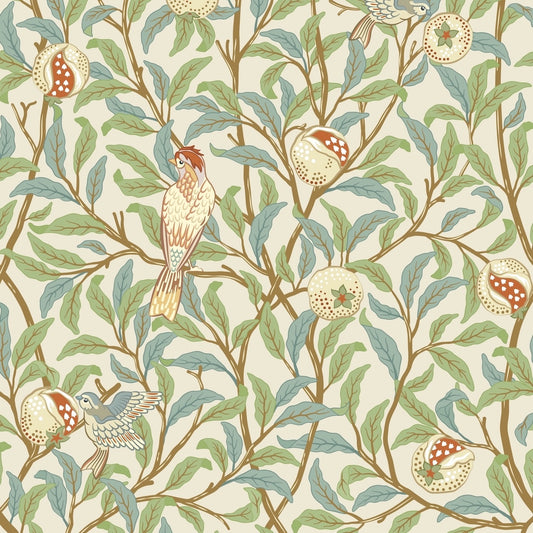 1040 - Bird & Pomegrante Wallpaper - Lace - Morris Collections