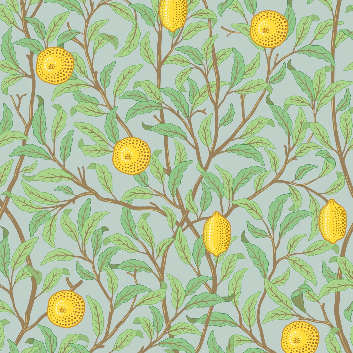 1045 - Lemon Tree Wallpaper - Sky Blue - Morris Collections