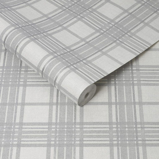 104804 - Country Tartan Wallpaper - Silver - Superfresco Easy