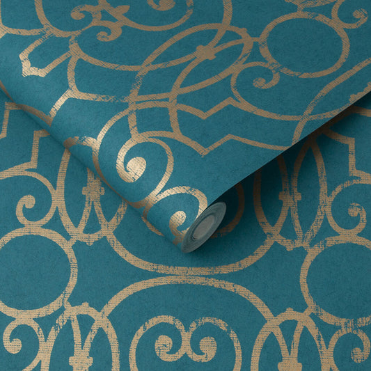 105233 - Shoji Wallpaper - Teal - Graham & Brown