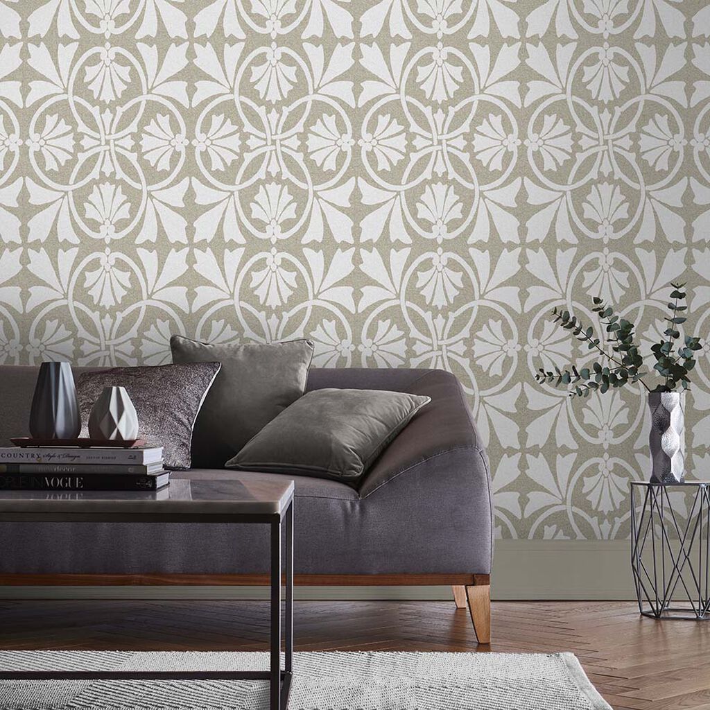 105274 - Thrones Wallpaper - Chalk & Taupe - Graham & Brown