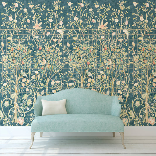 1052 - Melsetter Wide Width Wallpaper -  Panel - Ink - Morris Collections