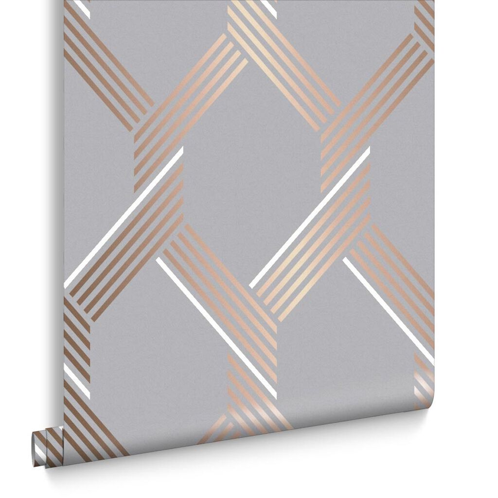 105467 - Vector Wallpaper - Rose Gold - Graham & Brown