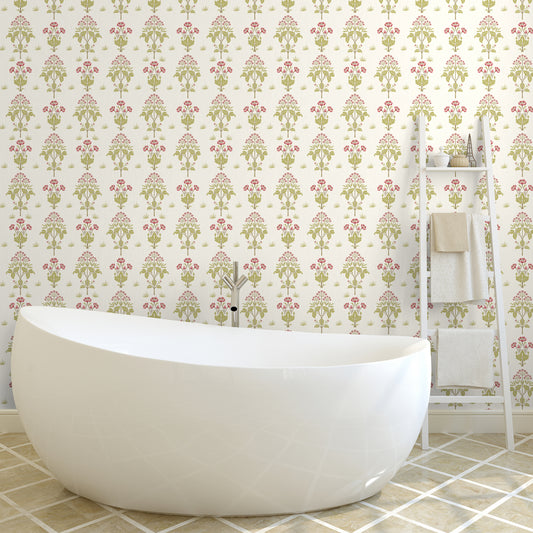 1055 - Meadow Sweet Wallpaper - Raspberry - Morris Collections