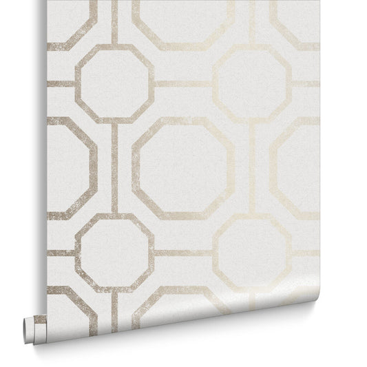 105770 - Sashiko Wallpaper - Pearl - Graham & Brown