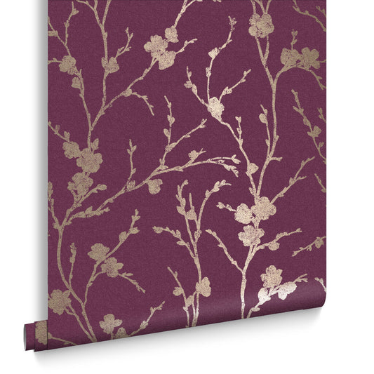 105918 - Meiying Wallpaper - Mauve - Graham & Brown
