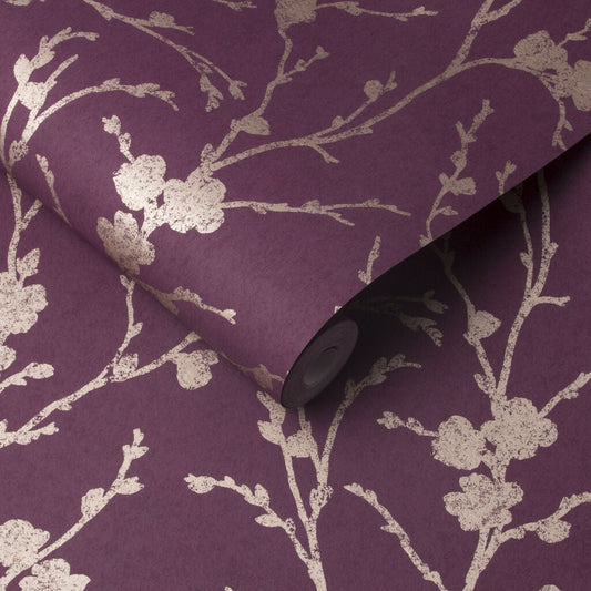 105918 - Meiying Wallpaper - Mauve - Graham & Brown