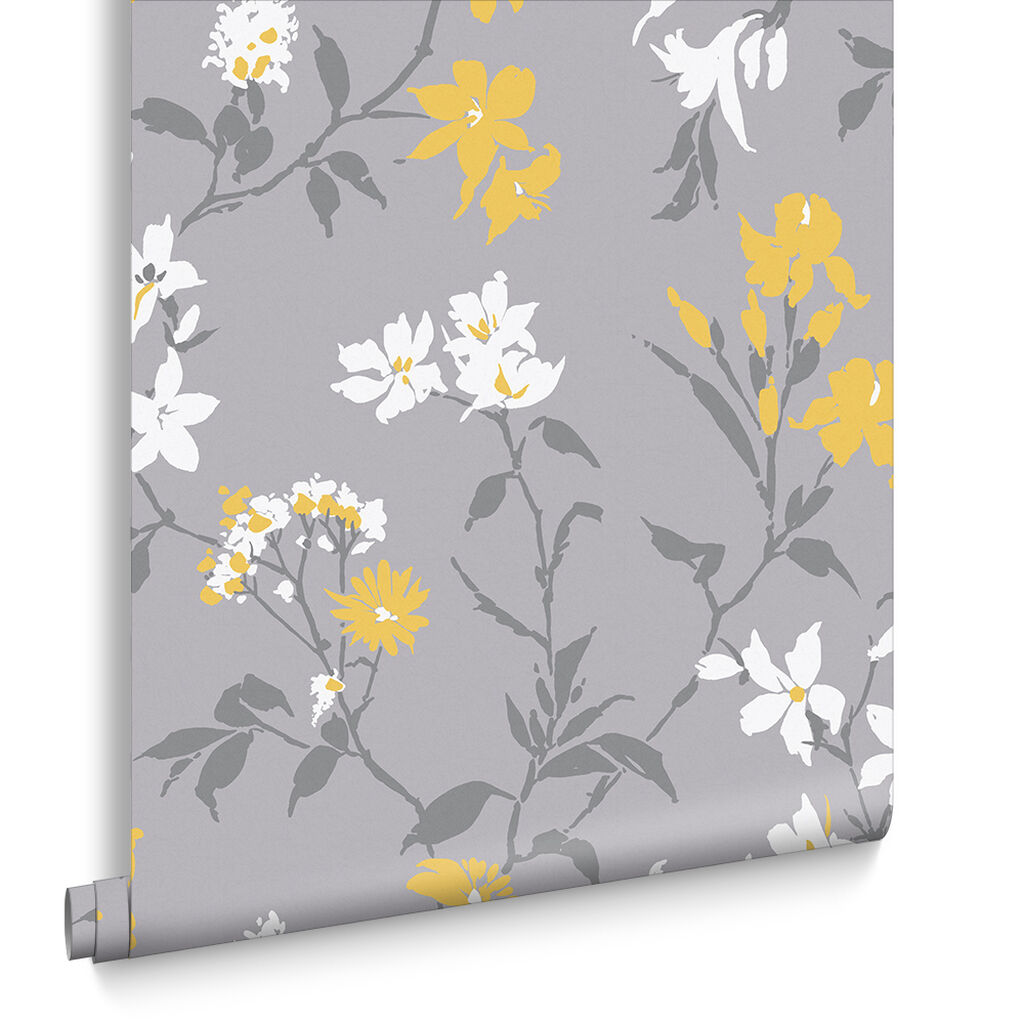 106418 - Aeris Wallpaper - Grey Yellow - Graham & Brown